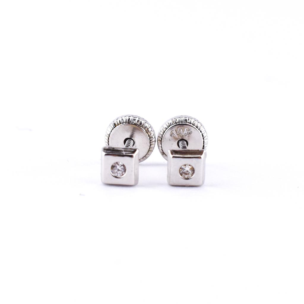 Aretes Cuadro con Brillantes Oro Blanco 0.02ct