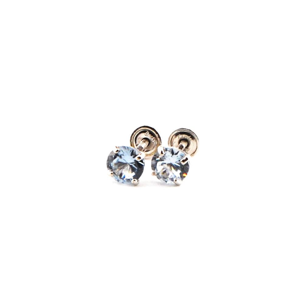 Aretes con Aguamarinas 14k 6mm 90pts
