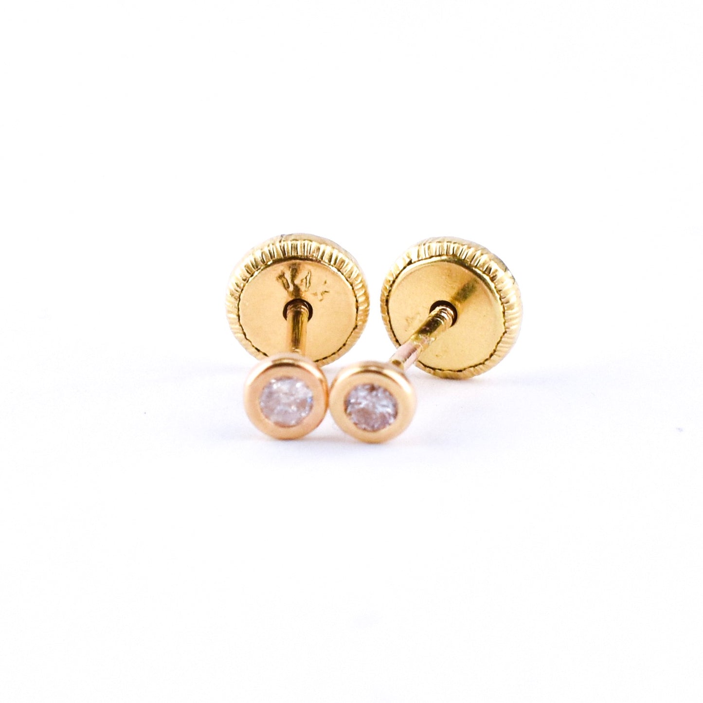 Aretes con Bisel Brillantes Oro Rosa 0.06ct
