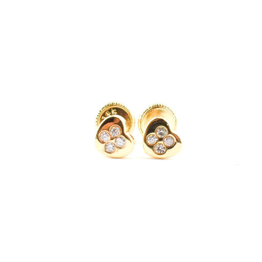 Aretes Corazón Cuatro Brillantes Oro Amarillo 0.02ct