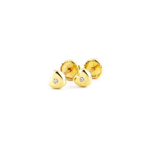 Aretes Corazón Oro Amarillo 12K 0.02 ct