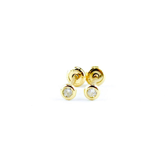 Aretes con Bisel Brillantes Oro Amarillo 0.14