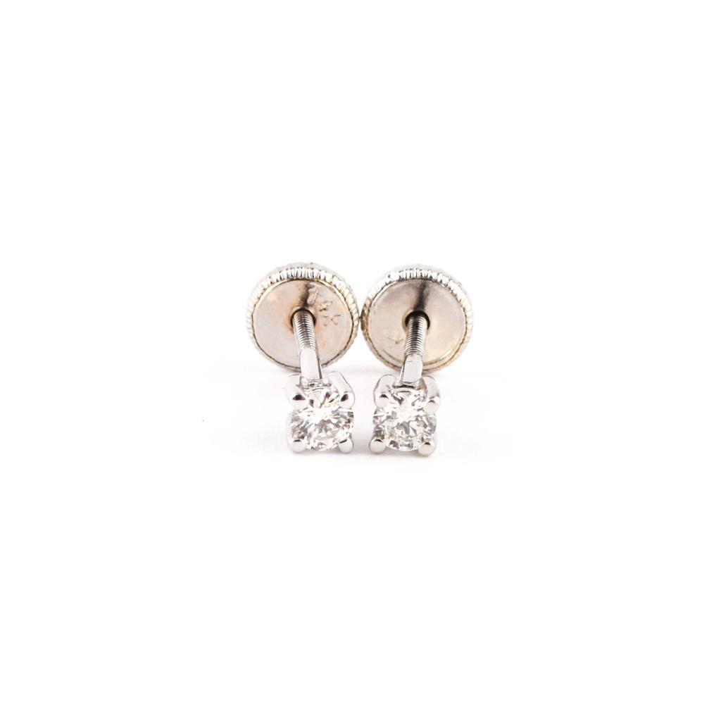 Aretes con Brillantes Oro Blanco 14k 0.13ct
