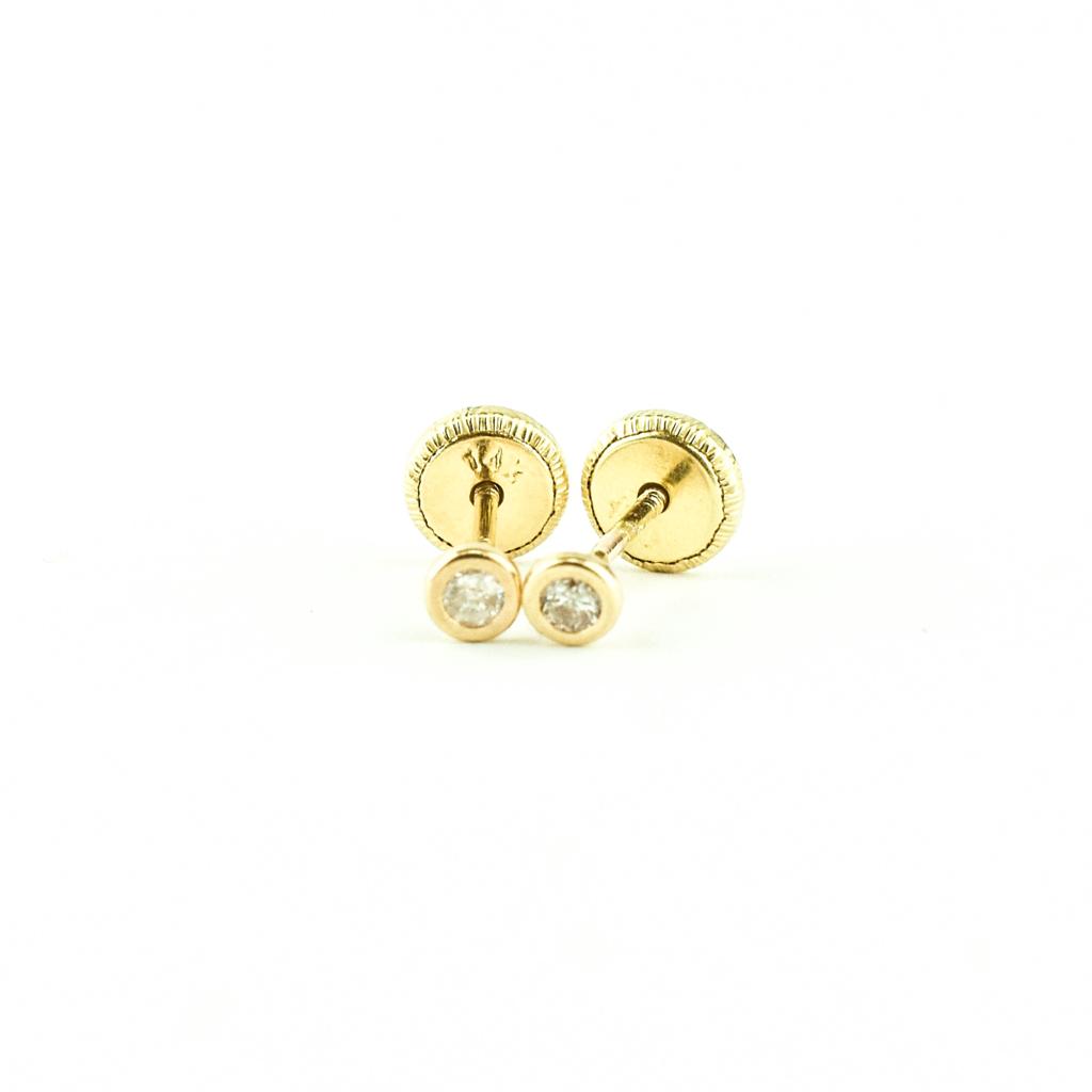 Broquel 14K Oro Amarillo Brillante 0.08ct 0.30g
