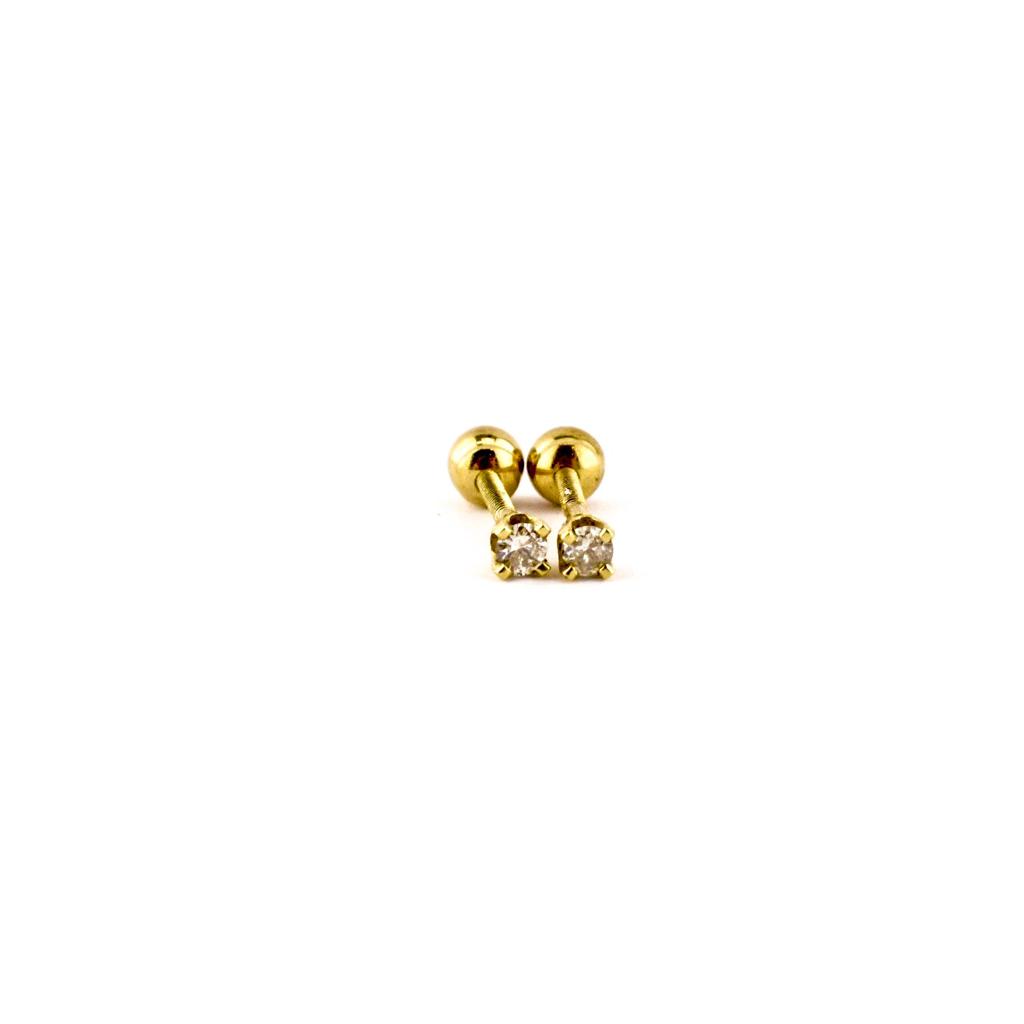 Aretes con Brillantes Oro Amarillo 14K 2mm 0.08ct