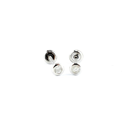 Broquel Bisel 14K Oro Blanco Brillante 0.06ct 0.30g